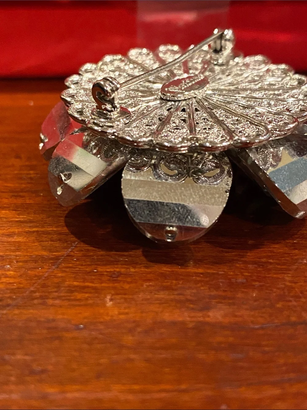 Vendome Crystal Lotus Flower Brooch Pin - Clear Sparkling Petals